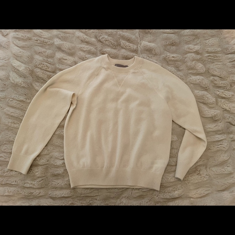 EXCELLENT Everlane Shrunken Cashmere Sweatshirt cream medium